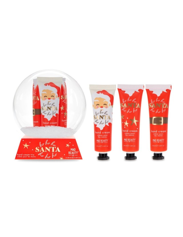 Mad Beauty HoHo Holiday Snow Globe Hand Cream Trio