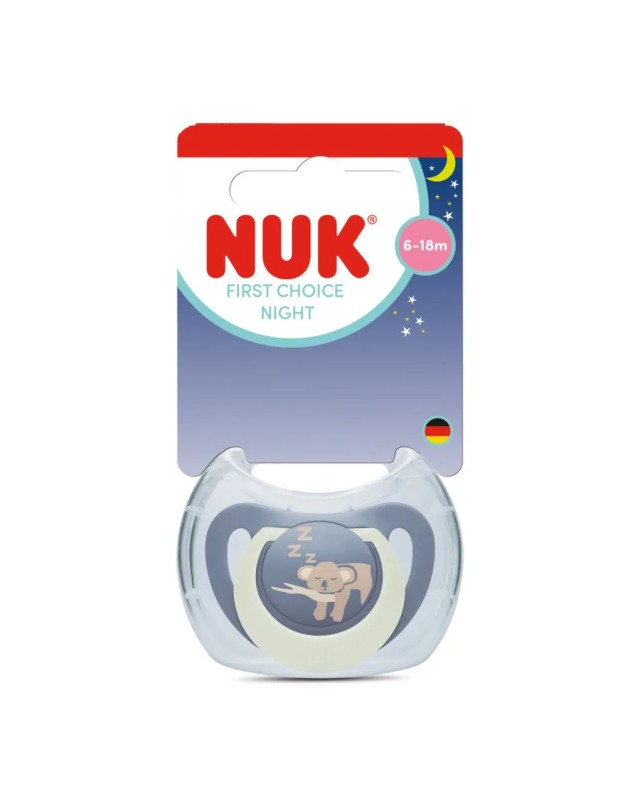 NUK First Choice Night Πιπίλα Σιλικόνης 6-18m Χρώμα Μπλε, 1τμχ