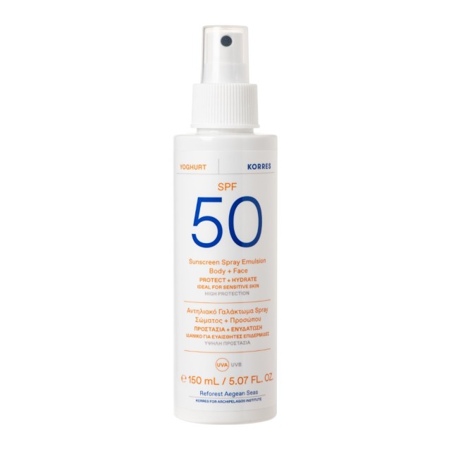 Korres Yoghurt Sunscreen Spray Emulsion Face & Body SPF50 for Sensitive Skin 150ml