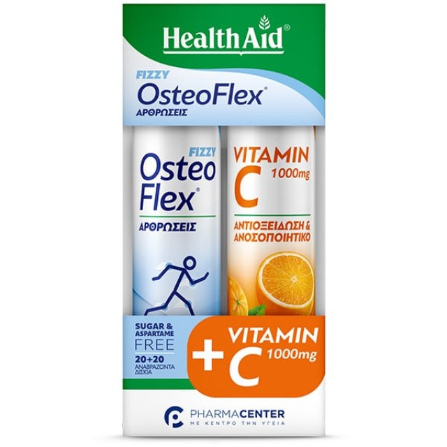 Health Aid Promo Fizzy Osteoflex Γεύση Λεμόνι 20 eff. tabs + Vitamin C 1000mg Γεύση Πορτοκάλι 20 eff. tabs