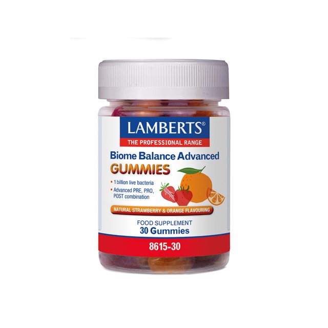 Lamberts Biome Balance Advanced με Φυσική Γεύση Πορτοκάλι και Φράουλα, 30 Ζελεδάκια