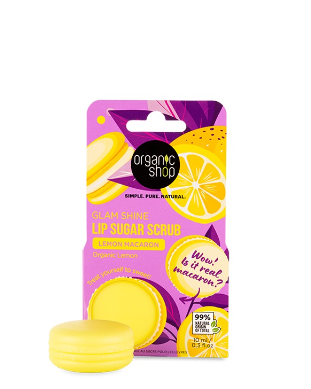 Natura Siberica Organic Shop Lip Sugar Scrub Organic Shop Basic Lemon Macaron για Απαλά & Λεία Χείλη, 10ml