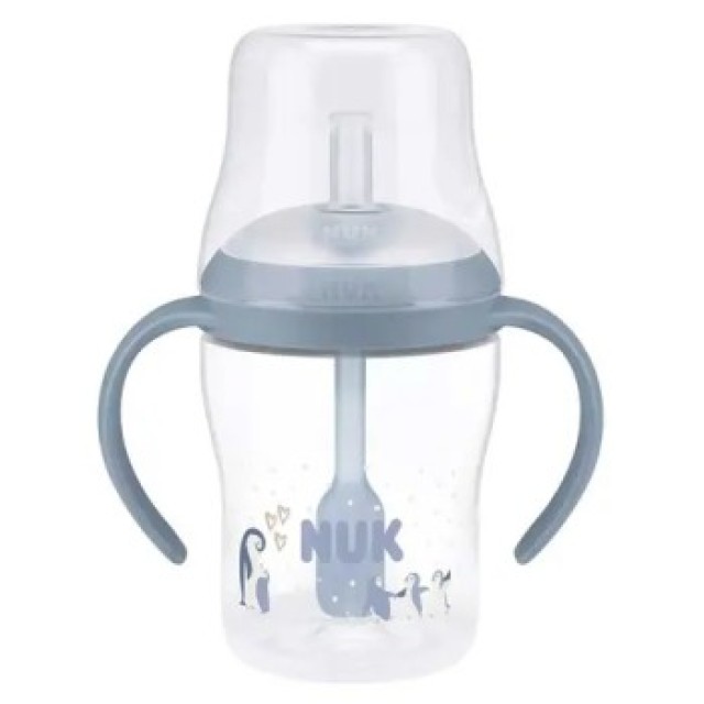 NUK Perfect Match Ποτηράκι Εκπαίδευσης με καλαμάκι 8m+ με Δείκτη Ελέγχου Θερμοκρασίας 150ml Χρώμα Μπλε, 1τμχ