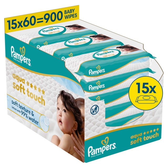 Pampers Aqua Soft Touch Μωρομάντηλα 15x60