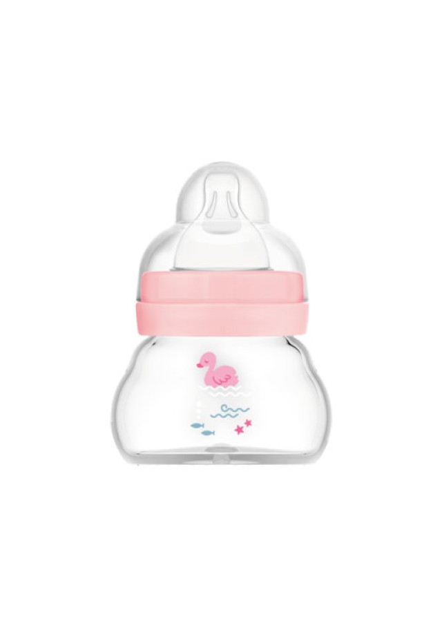 MAM Μπιμπερό Γυάλινο Feel Good 0m+ 90ml Χρώμα Ροζ, 1τμχ
