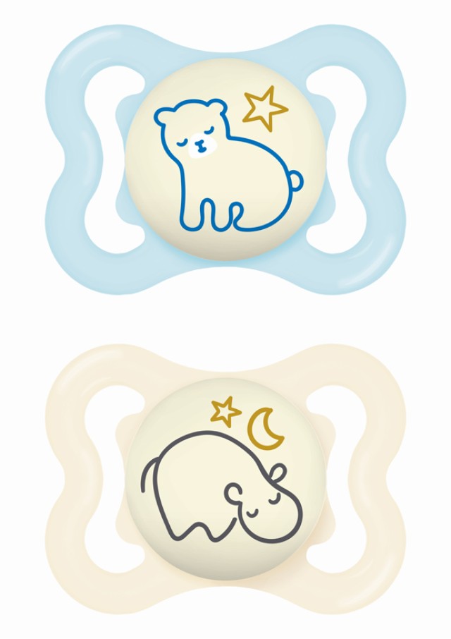 MAM Πιπίλα Σιλικόνης Supreme Night 2-6m Χρώμα Γαλάζιο-Κρεμ, 2τμχ