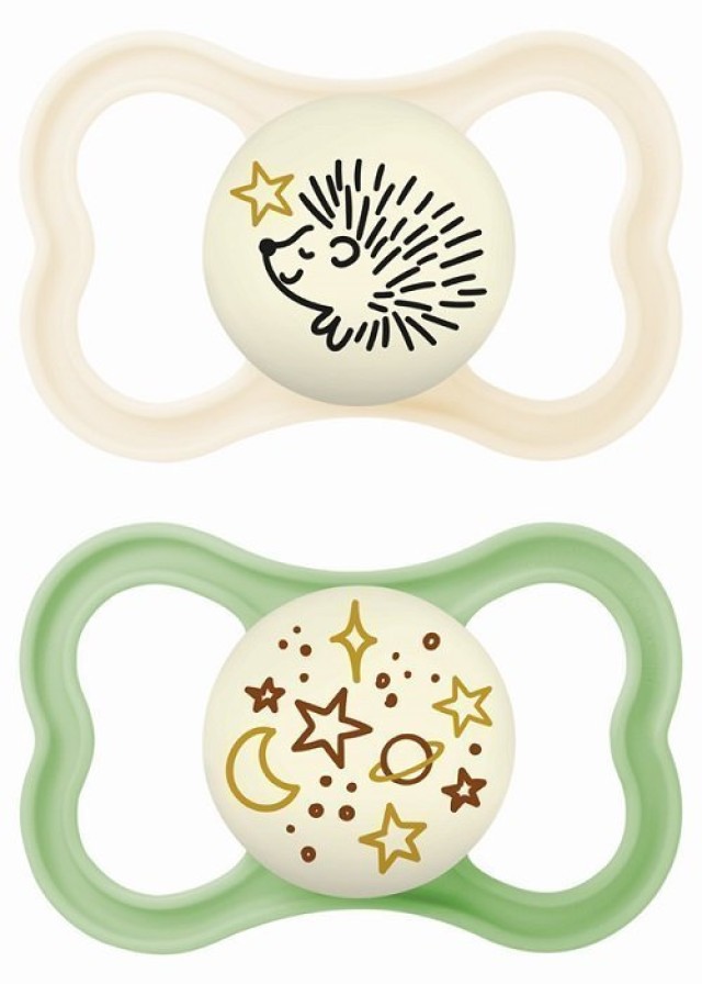 MAM Πιπίλα Σιλικόνης Supreme Night 16m+ Χρώμα Σομών-Πράσινο, 2τμχ