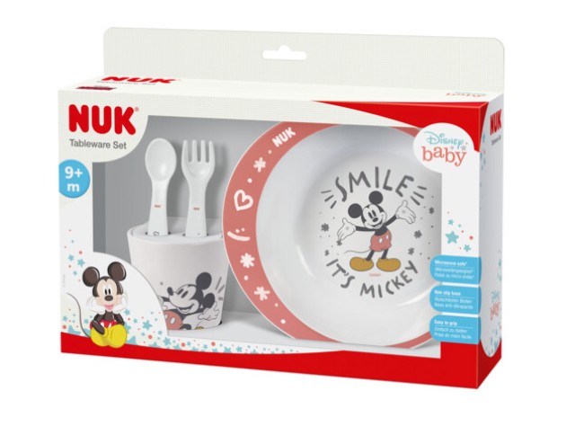 NUK Disney Mickey Εκπαιδευτικό Σετ Φαγητού 9m+ Χρώμα Λευκό-Κόκκινο