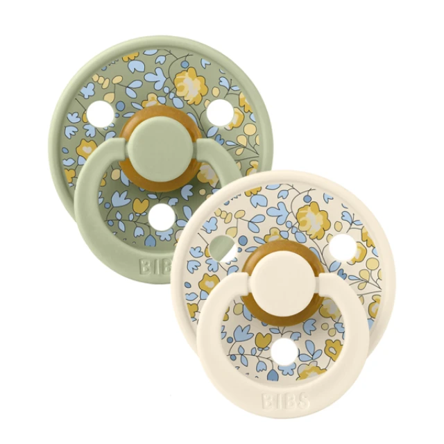 Bibs Πιπίλες Καουτσούκ Colour Pacifier Round Natural Rubber Size 2 6m+ Χρώμα Κρεμ-Χακί, 2τμχ