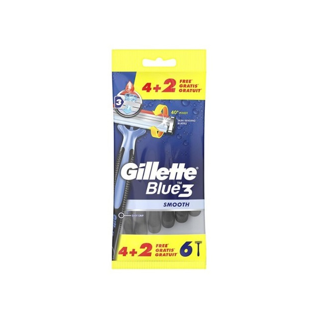 Gillette Blue3 Smooth Ξυραφάκια μιας Χρήσης, 4+2 Δώρο