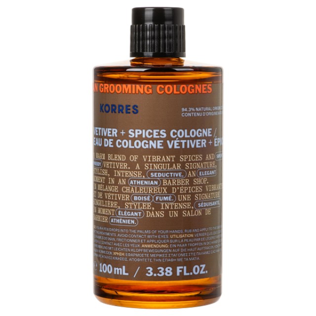 Korres Athenian Grooming Βέτιβερ + Μπαχαρικά Eau de Cologne 100ml