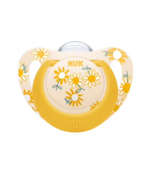 NUK Star Πιπίλα Σιλικόνης 18-36m Χρώμα Κίτρινο, 1τμχ