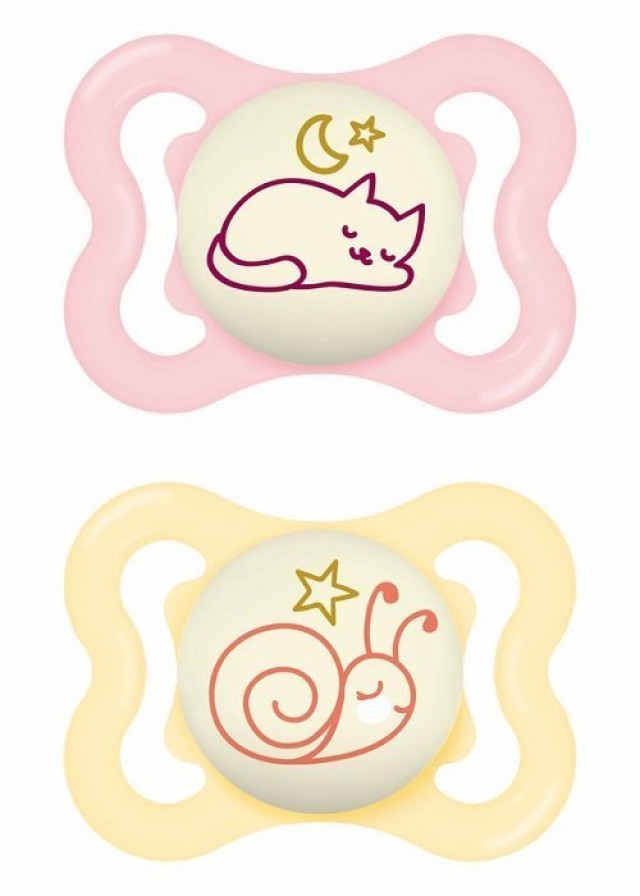 MAM Πιπίλα Σιλικόνης Supreme Night 2-6m Χρώμα Ροζ-Κίτρινο, 2τμχ