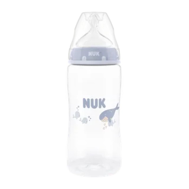 NUK First Choice Μπιμπερό Πλαστικό Με Δείκτη Ελέγχου Θερμοκρασίας 3m+ 300ml Χρώμα Μπλε, 1τμχ