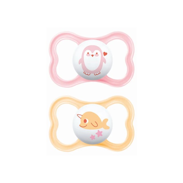 MAM Πιπίλα Σιλικόνης Air 16m+ Χρώμα Ροζ-Πορτοκαλί, 2τμχ