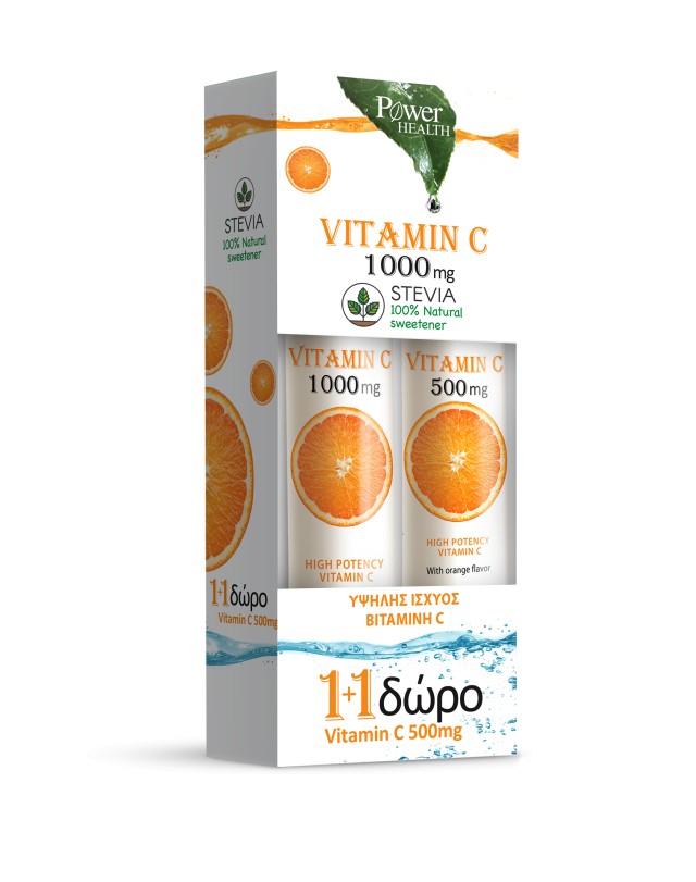 Power Health Vitamin C 1000mg 24 eff.tabs με γεύση πορτοκάλι + Δώρο Vitamin C 500mg 20 eff.tabs