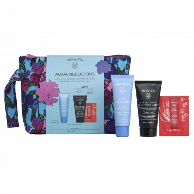 Apivita Promo Aqua Beelicious Oil-Free Κρέμα-Gel Ενυδάτωσης 40ml & ΔΩΡΟ Μαύρο Gel Καθαρισμού - Πρόσωπο & Μάτια 50ml & Bee Sun Safe Ενυδατική Κρέμα-Gel Προσώπου SPF50 2ml