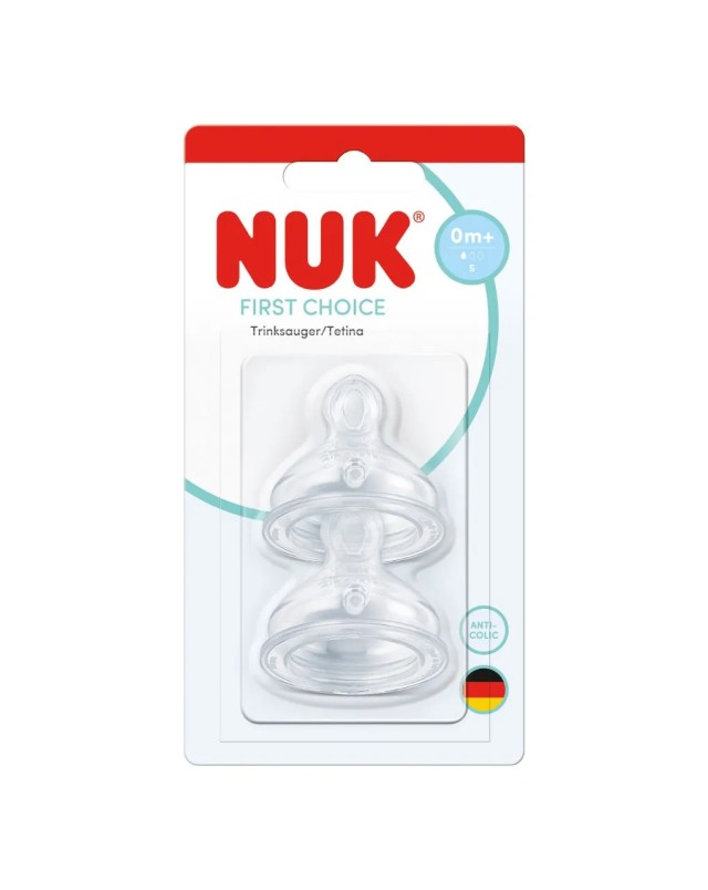 NUK First Choice+ Θηλή Σιλικόνης 0m+ Μικρής Οπής, 2τμχ