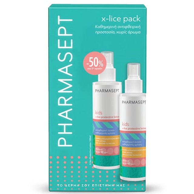 Pharmasept Promo Kids X-Lice Protective Lotion Παιδική Αντιφθειρική Λοσιόν Χωρίς Άρωμα, 2x100ml