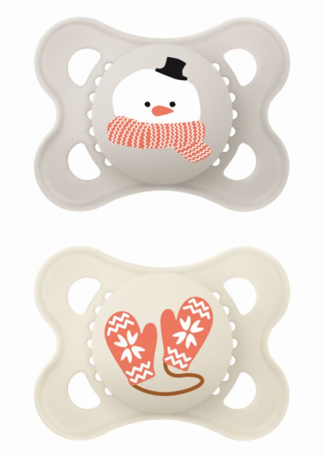MAM Πιπίλα Original Σιλικόνης Winter Limited Edition 2-6m Χρώμα Γκρι-Κρεμ, 2τμχ