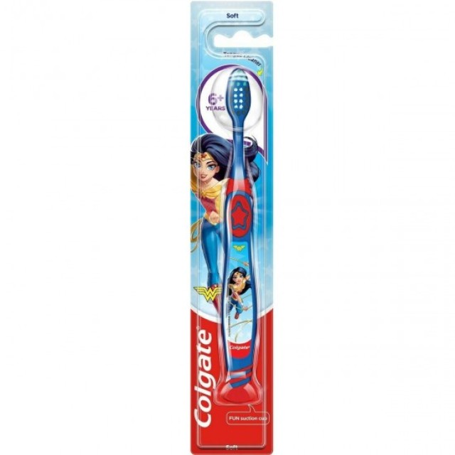 Colgate Wonder Woman Παιδική Οδοντόβουρτσα 6+ Ετών Μαλακή Μπλε / Κόκκινο 1τεμ