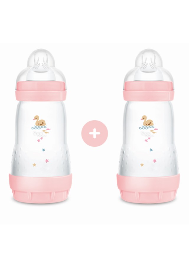 MAM Μπιμπερό Πλαστικό Easy Start™ Anti-Colic 2m+ 260ml Χρώμα Ροζ, 2τμχ