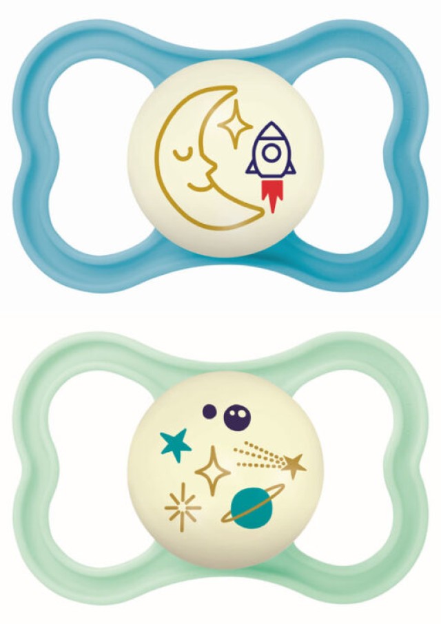 MAM Πιπίλα Σιλικόνης Air Night 16m+ Χρώμα Γαλάζιο-Μπλε, 2τμχ