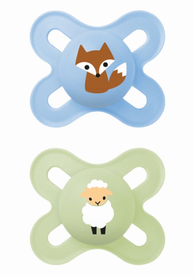 MAM Πιπίλα Σιλικόνης Original Start 0-2m Χρώμα Γαλάζιο-Πράσινο, 2τμχ