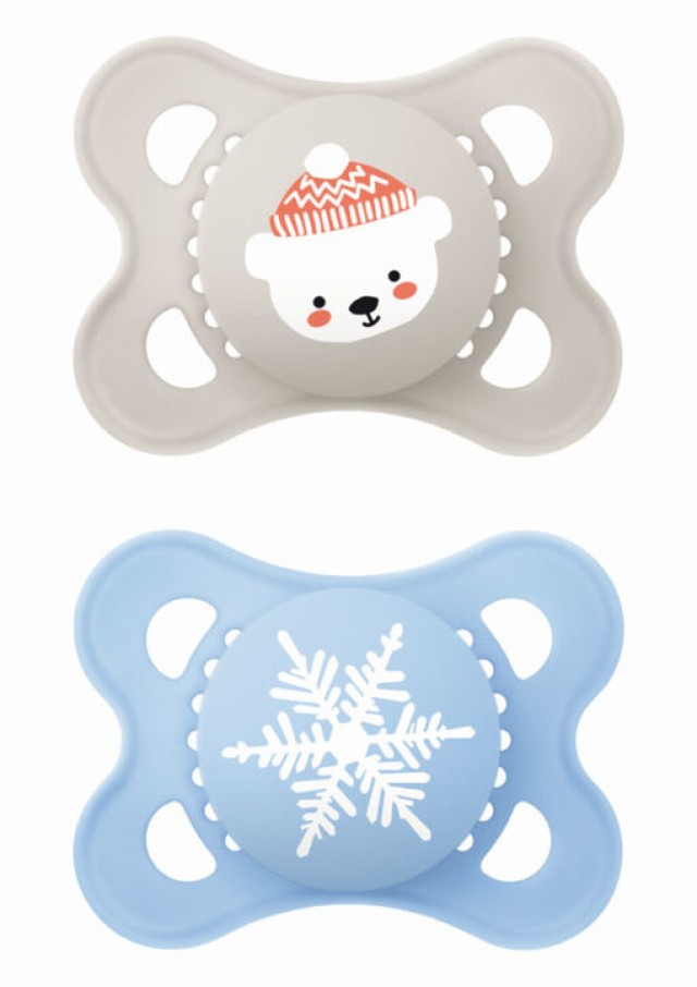 MAM Πιπίλα Original Σιλικόνης Winter Limited Edition 2-6m Χρώμα Γκρι-Γαλάζιο, 2τμχ