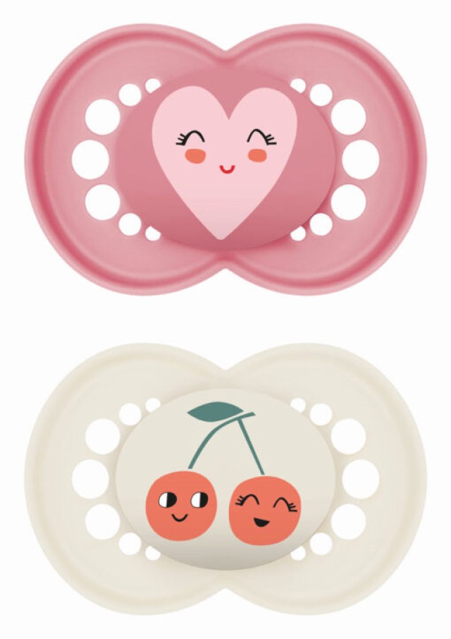 MAM Πιπίλα Original Σιλικόνης 6-16m Χρώμα Ρόζ-Κρέμ, 2τμχ