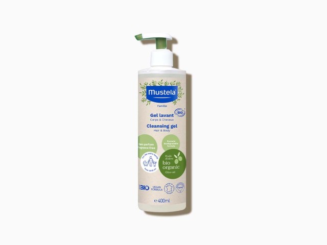 Mustela Bio Cleansing Gel, Τζελ Καθαρισμού για Μαλλιά & Σώμα με Βιολογικό Ελαιόλαδο, 400ml