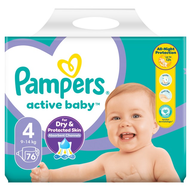 Pampers Active Baby Maxi Pack No.4 (9-14Kg) 76 Πάνες