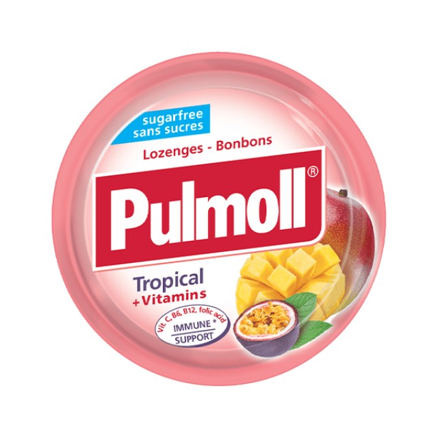 Pulmoll Καραμέλες με Γεύση Τροπικών Φρούτων & Σύμπλεγμα Βιταμινών 45gr