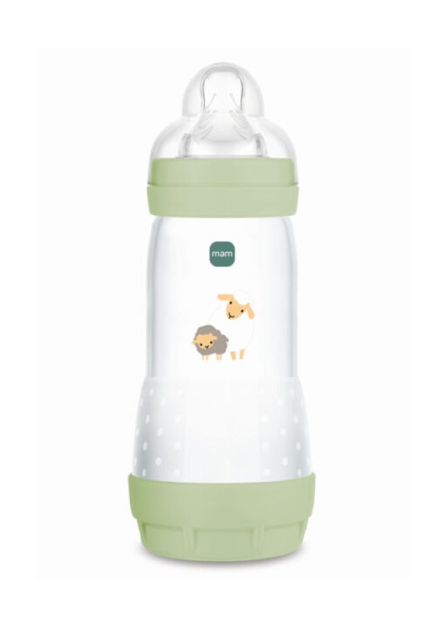 MAM Μπιμπερό Πλαστικό Easy Start™ Anti-Colic 4m+ 320ml Χρώμα Πράσινο, 1τμχ