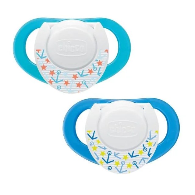 Chicco Πιπίλα Σιλικόνης Physio Compact Small & Slim 6-16m Χρώμα Μπλε, 2τμχ