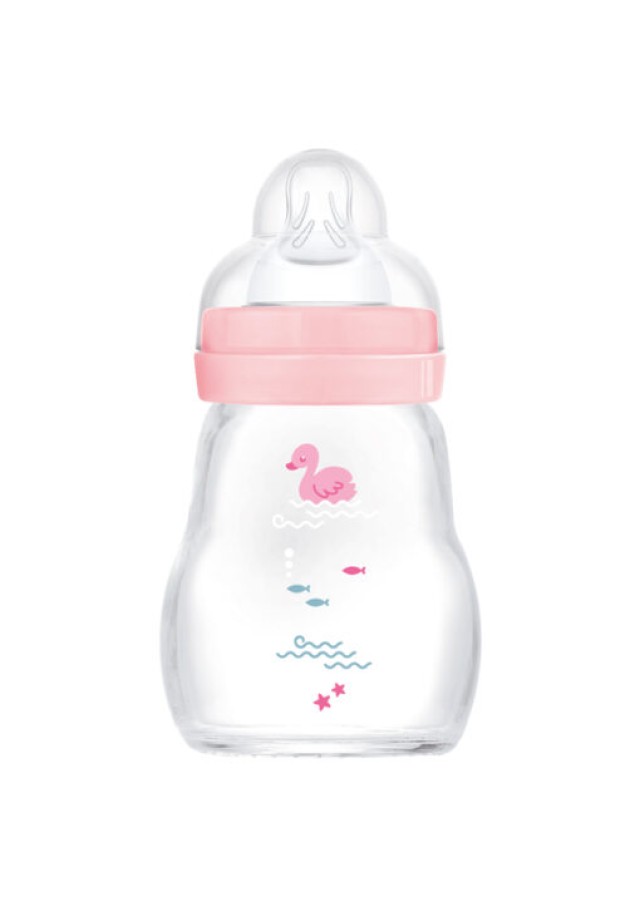 MAM Μπιμπερό Γυάλινο Feel Good 0m+ 170ml Χρώμα Ροζ, 1τμχ