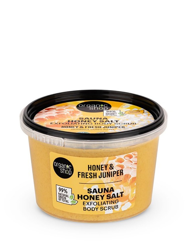 Natura Siberica Organic Shop Scrub Σώματος Sauna Honey Salt με Μέλι & φρέσκο Άρκευθο, 250ml