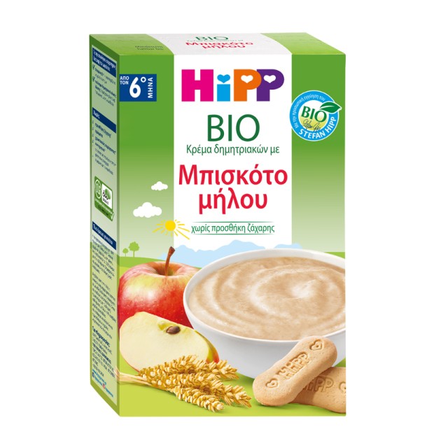 Hipp Bio Κρέμα Δημητριακών με Μπισκότο Μήλου από τον 6ο Μήνα 250gr