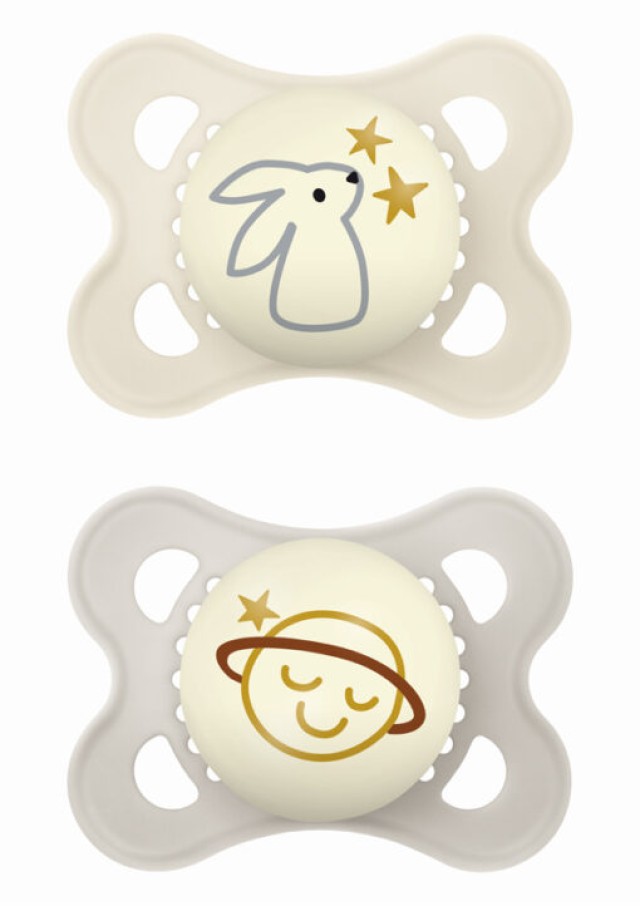 MAM Πιπίλα Σιλικόνης Original Night 2-6m Χρώμα Κρεμ-Γκρί, 2τμχ