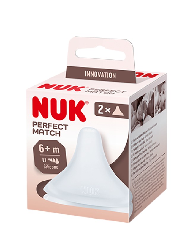 NUK Perfect Match Θηλή Μαλακής Σιλικόνης με έλεγχο ροής 6m+, 2τμχ