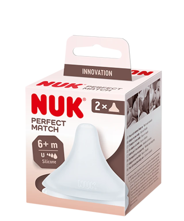NUK Perfect Match Θηλή Μαλακής Σιλικόνης με έλεγχο ροής 6m+, 2τμχ