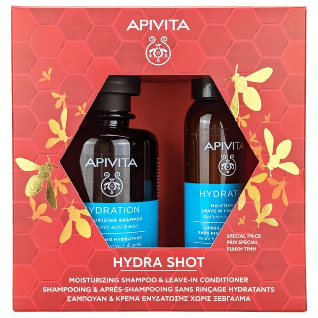 Apivita Hydra Shot Moisturizing Shampoo 250ml & Leave-in Conditioner 100ml