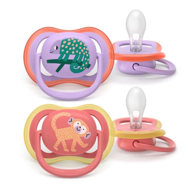 Avent Πιπίλα Σιλικόνης Ultra Air 18m+ SCF349/47 Χρώμα Λιλά-Ροζ, 2τμχ