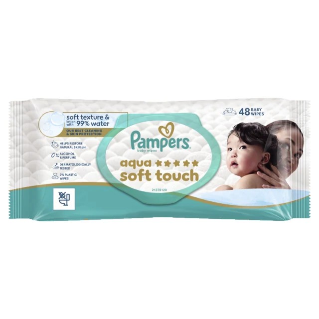 Pampers Aqua Soft Touch Μωρομάντηλα 60τμχ