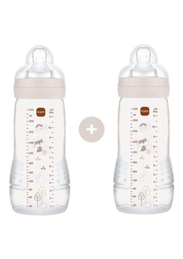 MAM Σετ 2 Μπιμπερό Easy Active™ Baby Bottle 4m+ 330ml Χρώμα Γκρι, 2τμχ