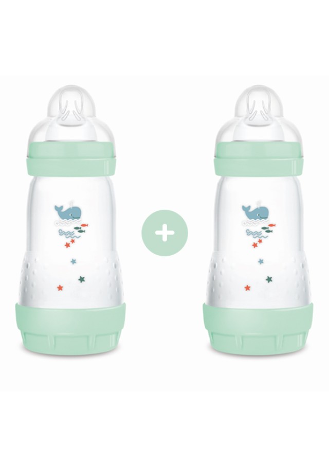 MAM Μπιμπερό Πλαστικό Easy Start™ Anti-Colic 2m+ 260ml Χρώμα Βεραμάν, 2τμχ