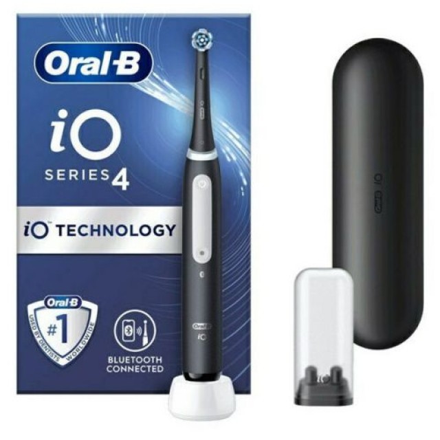 Oral-B iO Series 4 Επαναφορτιζόμενη Ηλεκτρική Οδοντόβουρτσα & Θήκη Ταξιδιού, Χρώμα Μαύρο
