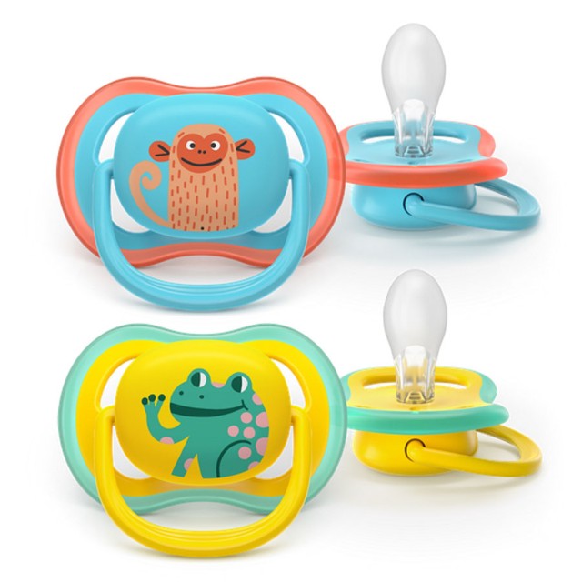 Avent Πιπίλα Σιλικόνης Ultra Air 18m+ SCF349/58 Χρώμα Γαλάζιο-Κίτρινο, 2τμχ