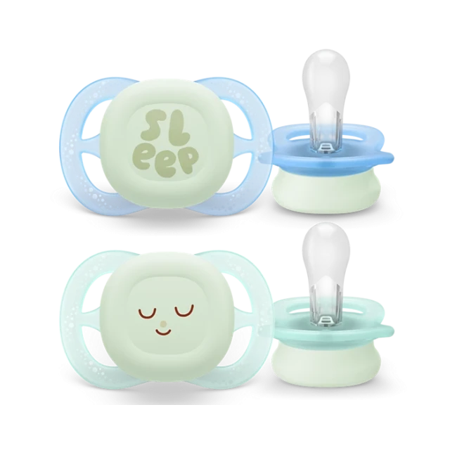 Avent Πιπίλα Σιλικόνης Ultra Start Nighttime 0-2m SCF075/08 Χρώμα Γαλάζιο-Βεραμάν, 2τμχ
