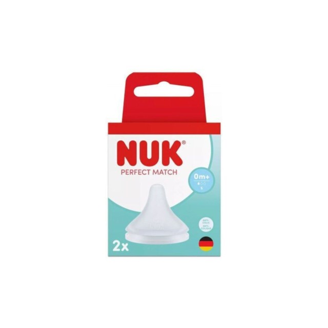 NUK Perfect Match Θηλή Μαλακής Σιλικόνης 0m+ Μικρής Οπής, 2τμχ